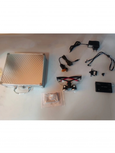 Бинокулярные лупа очки с подсветкой 3.5х, серебряный кейс-3